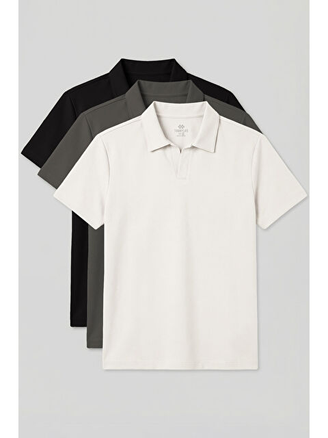Tommylife Rahat Form Polo Yaka 3'lü Paket Erkek Tişört - 88496