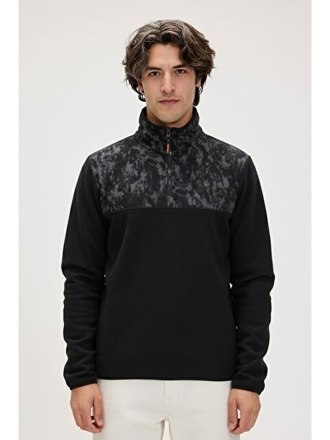 Bad Bear Too Much Si̇yah Yarım Fermuarlı Erkek Polar - S000487453-19351