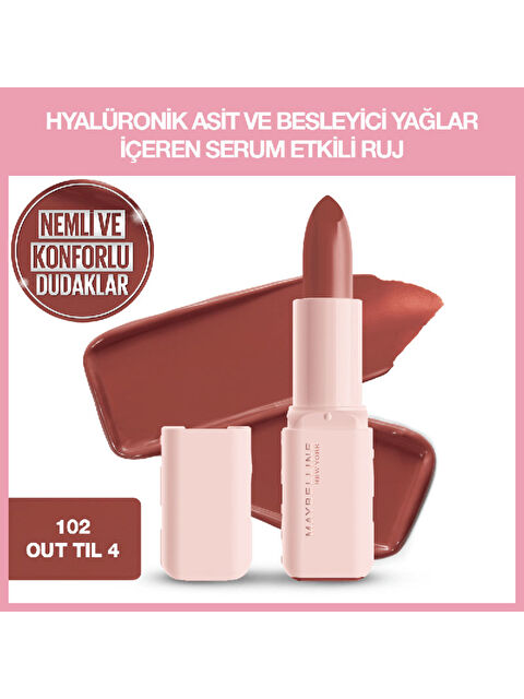 Maybelline New York Serum Etkili Hyalüronik Asit ve Besleyici Yağ İçeren Ruj - 102 Out 'Til 4 - S000488992-26865