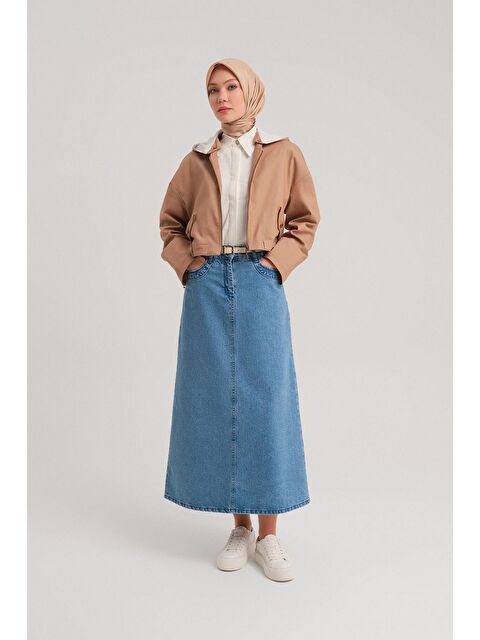 ARMİNE Seyyar Kapüşonlu Ve Kemerli Pamuk Ceket 24Y5406 Camel - S000508245-4557