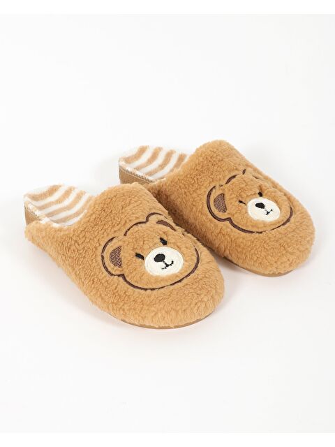 Chirpy Kadın Ayıcık Figürlü Camel Ev Terliği - BERY - S000495210-19928