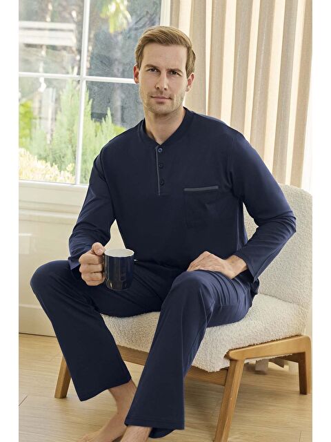 Remsa Erkek Suprem Uzun Kol Pijama Takımı 250728 Lacivert05 - S000481713-37655