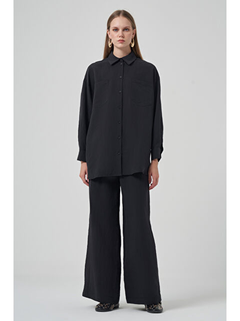 Nuss Gömlek Bol Paça Pantolon Takım 1021 Siyah - S000466873-19351