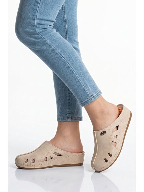 Ayakmod Bej Jel Taban Anatomik Kadın Sabo Terlik 09-130 Z
