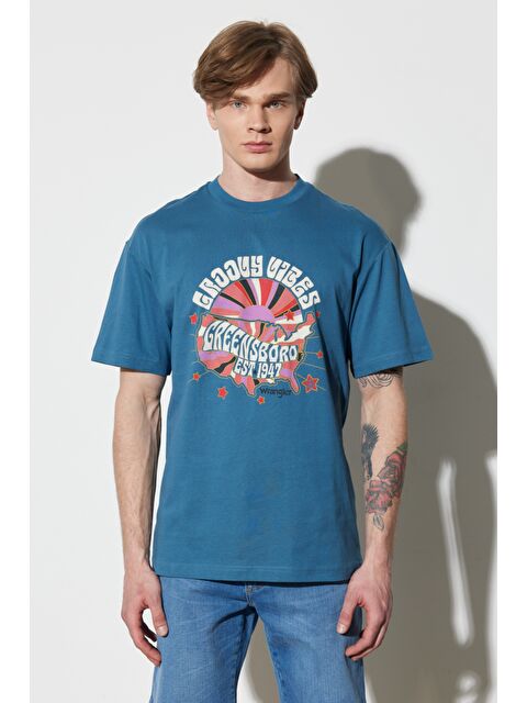 Wrangler Loose Fit Rahat Kesim %100 Pamuk Bisiklet Yaka Petrol Mavisi Tişört - S000530607-20019