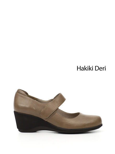GÖNDERİ(R) Kadın BEJ-VİZON Dolgu Taban Hakiki Deri Mary Jane Ayakkabı - S000494524-37219
