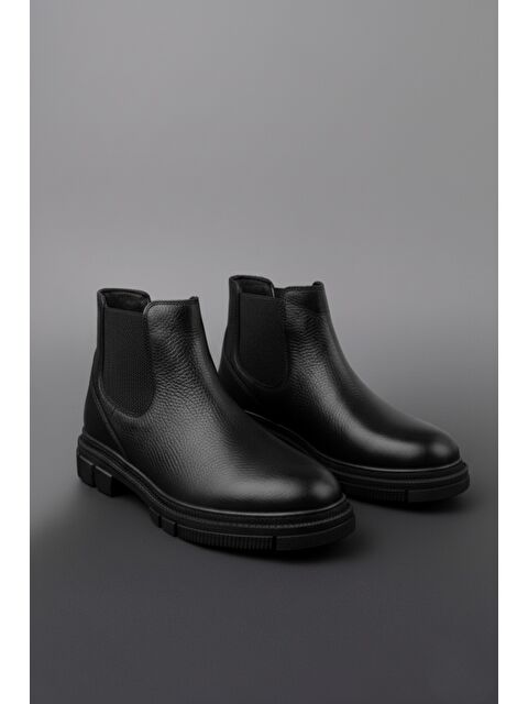 Muggo HARD Hakiki Deri Kalın Taban Erkek Kışlık Chelsea Bot - S000453328-2530