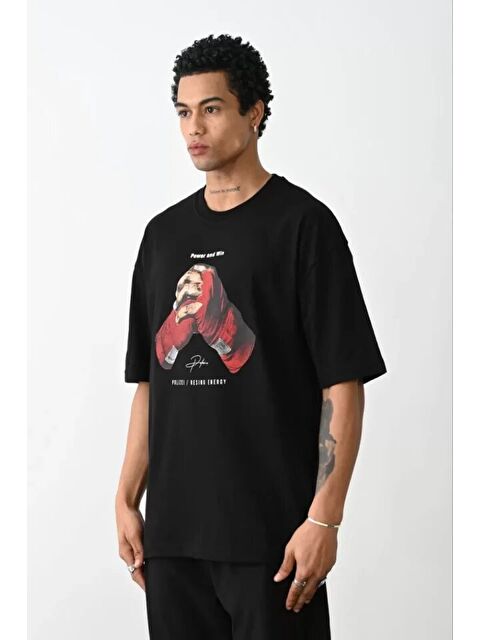 Jane's Unisex Baskılı Oversize T-Shirt - Siyah - S000528273-19351