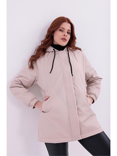Freemen Kadın Beli Lastikli Cebi Kürklü Su Ve Rüzgar Geçirmez Kapüşonlu Mont - S000484395-25636