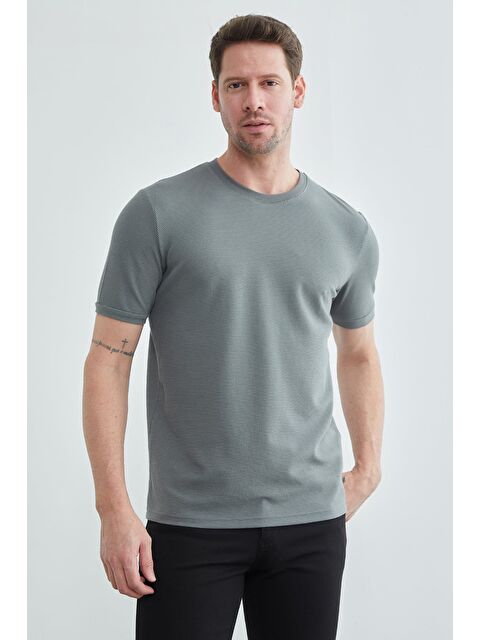 Fullamoda Petek Kumaş Bisiklet Yaka Tişört - S000515263-33408