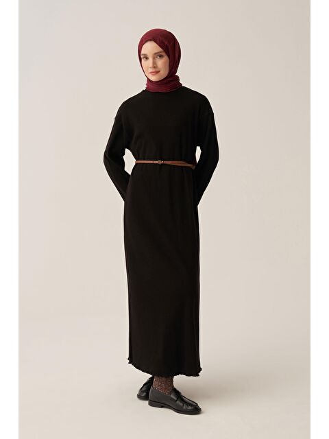 ALLDAY Siyah-Fırfır Detaylı Kaşkorse Elbise - S000500779-19351