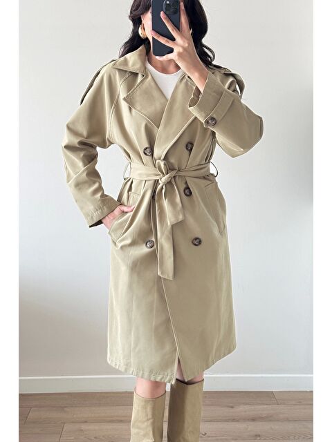 eka Kadın Bej Uzun Trenç 1041-5051 - S000440519-19928