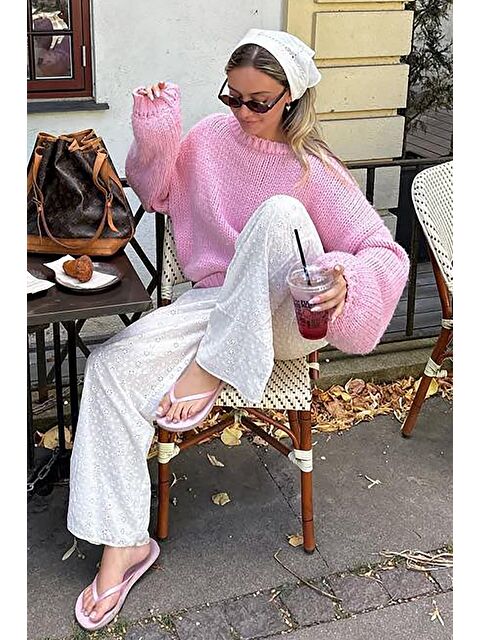 Madmext Pembe Balon Kol Rahat Kesim Kadın Triko Kazak Mg2602 - S000478462-20024