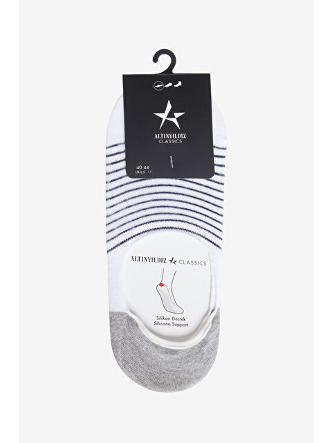 Altınyıldız Classics Erkek Beyaz-Lacivert Tekli Babet Çorap - S000404203-37494