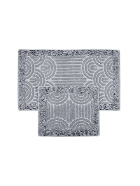 Bluenity Doğal Pamuklu 2'li Banyo Paspas Seti 60x100+50x60 Cm - Gri - S000438983-20600