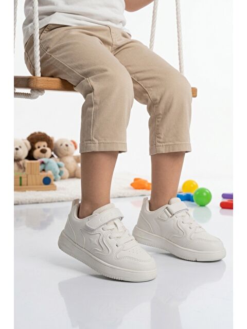 Ayakmod Beyaz Cırtlı Hafif Unisex Çocuk Spor Ayakkabı Eldon P