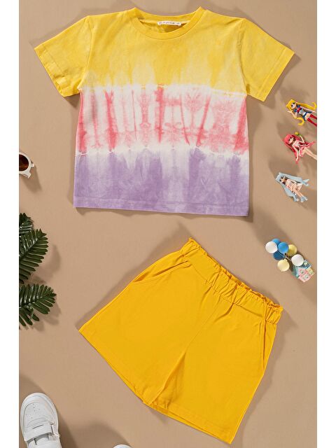 For You Kids Batik Yıkamalı Sarı Tshirt Şort Takım - S000161632-20072