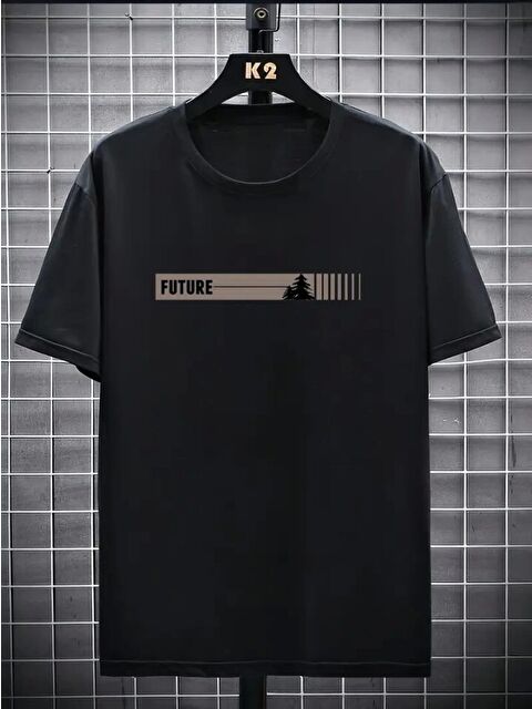 Jane's Baskılı Oversize Bisiklet Yaka T-shirt - Siyah - S000528283-19351