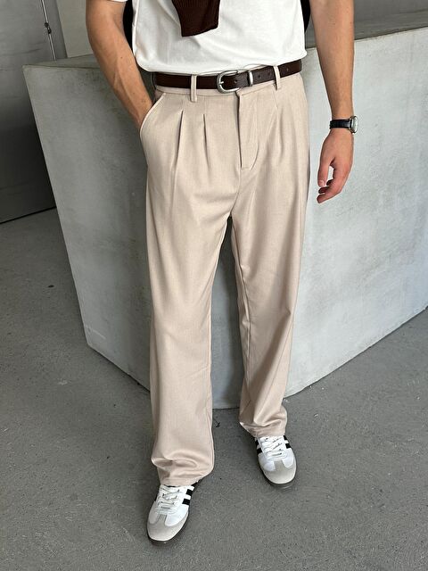 HYMAN Erkek Pileli Baggy Kalıp Kumaş Pantolon - S000516465-19966