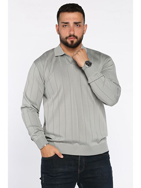 Mishar İtalia Polo Yaka Çizgi Desenli Erkek Triko Kazak - S000427916-20600