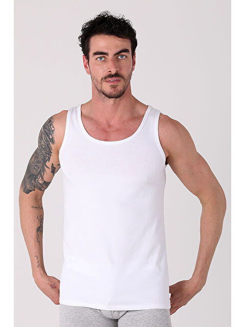 D'S damat Soft Pamuk 4'lü Atlet BEYAZ