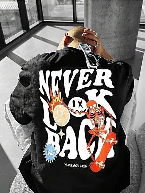 Jane's Erkek Bisiklet Yaka Kısa Kol Baskılı T-shirt - Siyah - S000528288-19351