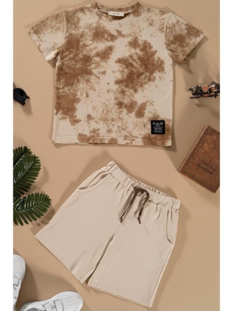 For You Kids Batik Yıkamalı Taş Tshirt Şort Takım - S000161646-25636