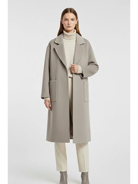 Mizalle Torba Cepli Premium Yün Karışımlı Vizon Rengi Kaban - S000494590-26429