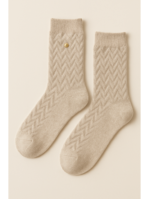 Katia And Bony Kadın Zımbalı Yün Soket Çorap Bej Melanj - S000473126-19928