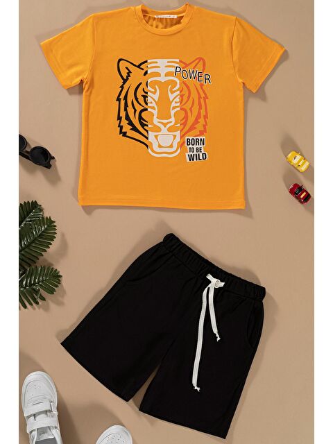 For You Kids Kaplan Baskılı Turuncu Alt Üst Takım - S000161652-20013