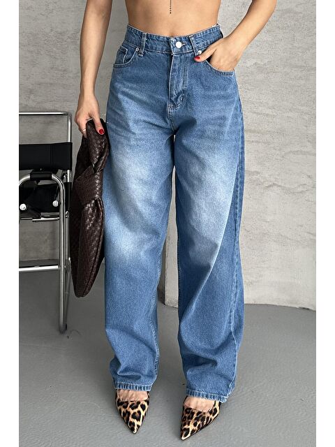 Tofisa Taş Bıyık Baggy Jean Pantolon Mavi - 27270 - S000450743-17234
