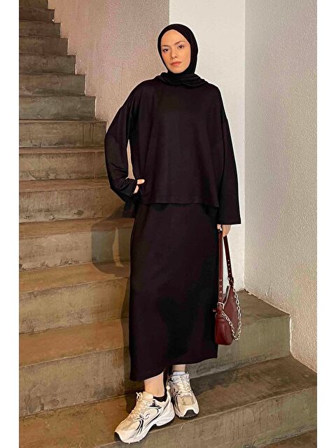 Lamelif Kristal Etekli Takım Siyah - S000515267-19351