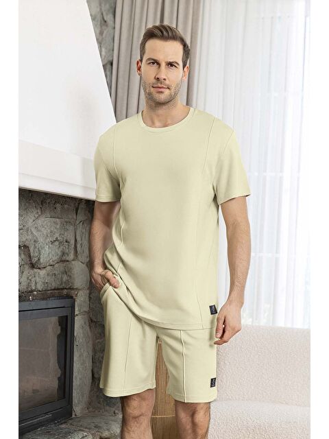 Remsa Erkek Kısa Kol Şortlu Bambu Pijama Takımı 260017 Mint