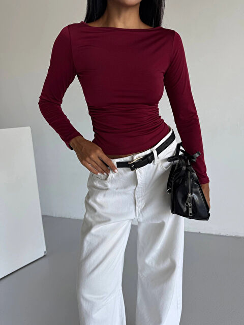 Hazelin Kadın Bordo Uzun Kollu Sany Bluz HZL25S-FRY123351 - S000432652-19951