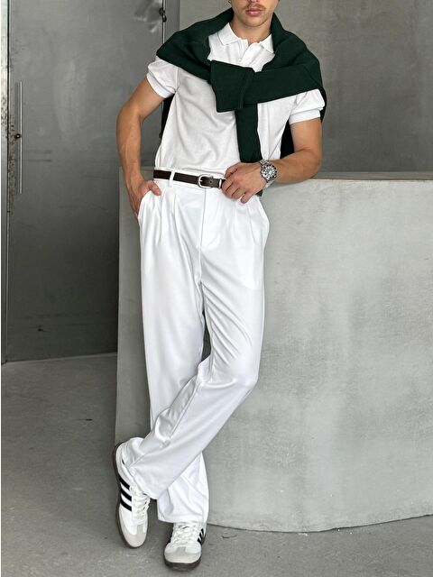 HYMAN Erkek Pileli Baggy Kalıp Kumaş Pantolon - S000516465-20063