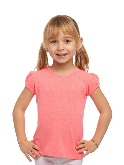 Lovetti Fosfor Fuşya Kız Çocuk Kısa Kollu Basıc Tişört - S000053701-18686