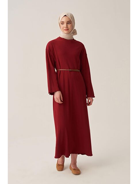 ALLDAY Bordo-Fırfır Detaylı Kaşkorse Elbise - S000500779-19951