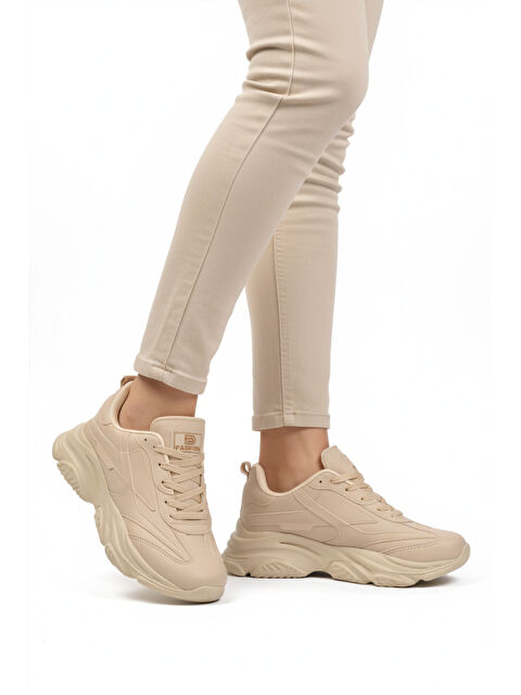 Walkway Ekru Bağcıklı Kadın Sneaker DRK171 G - S000422339-19965