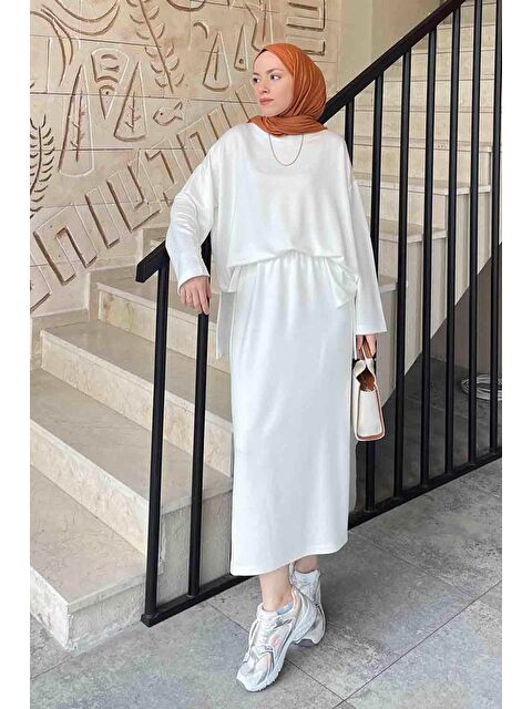 Lamelif Kristal Etekli Takım Beyaz - S000515267-20063