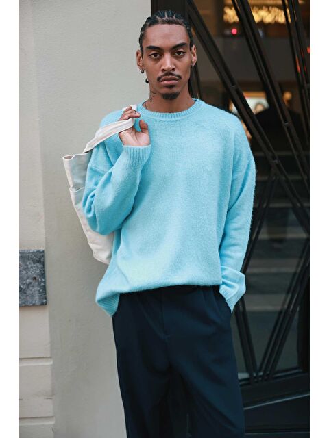 Abluka Online Erkek Oversize Yumuşak Dokulu Kazak Bebek Mavi - S000334020-3642