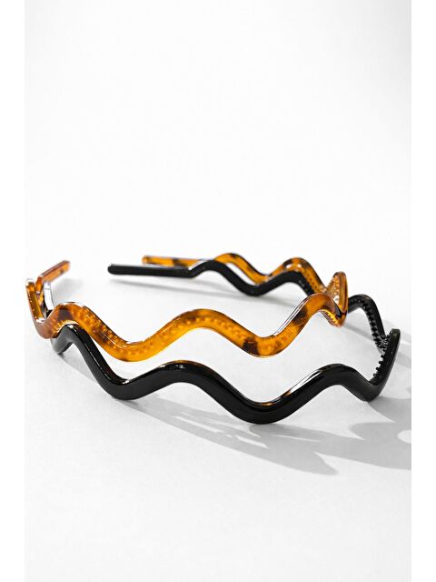 New Obsessions Dalgalı Asetat Kaplumbağa Desenli ve SiyahTaç - 2 Adet - S000514892-37433