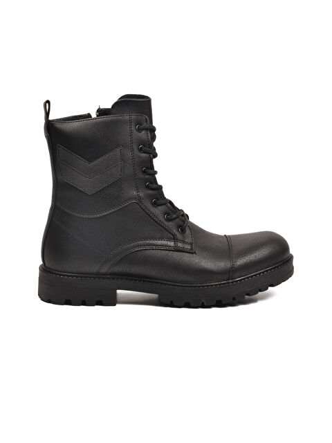 Ayakmod Siyah İçi Polarlı Kaymaz Bağcıklı Fermuarlı Erkek Postal Bot 347 M - S000461538-19351