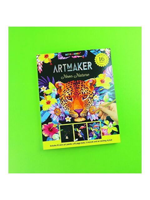 Bam Hediyelik Eşya Artmaker Neon Nature Kazımalı Boyama Seti – 16 Panel, Şablon ve Kalemli Scratch Art Seti - S000495956-23173