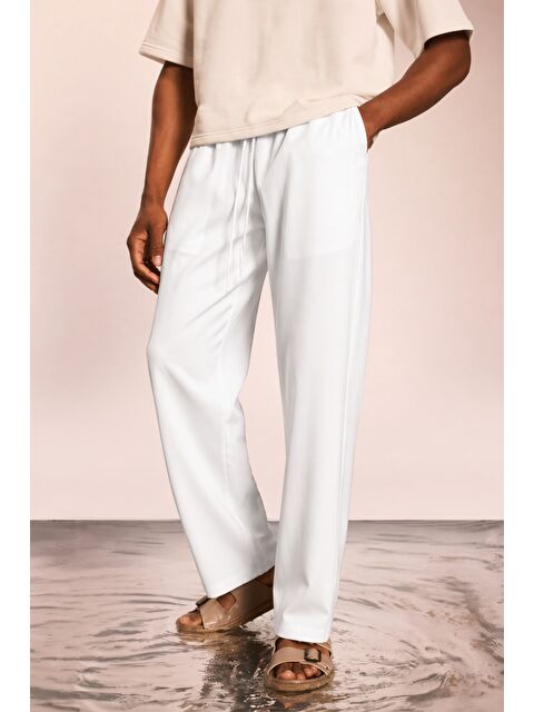 Tarz Cool Modal Kumaş Erkek Lastikli Bel Rahat Kesim Pantolon