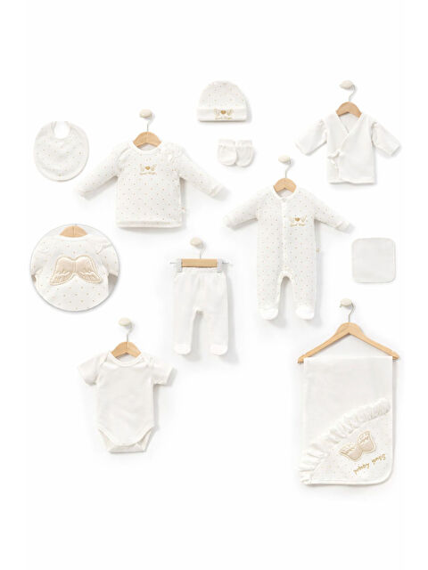 Verona Tarz Kız Bebek Melek Kanatlı 10lu Hastane Çıkış Seti Kutulu Hediyelik - S000503098-19927