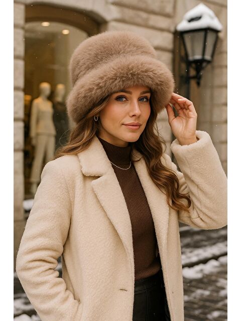 Luminos Butik Pelüş Ayarlanabilir Vizon Bucket Kalpak Şapka-bere Spk1142 - S000283334-26429