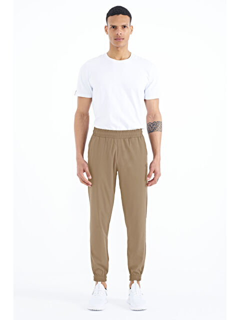 Tommylife Bej Erkek Basic Cepli Bağcıklı Rahat Form Lastik Paça Jogger Eşofman Altı - 84826