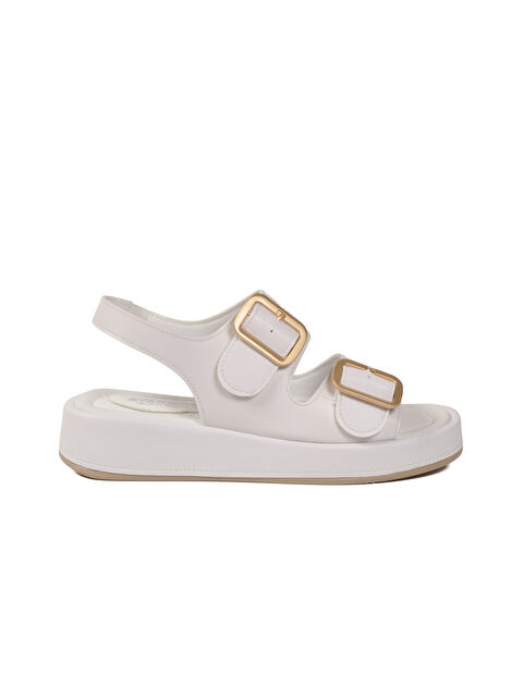 Ayakmod Beyaz Hafif Yumuşak Taban Kadın Sandalet 35332 Z