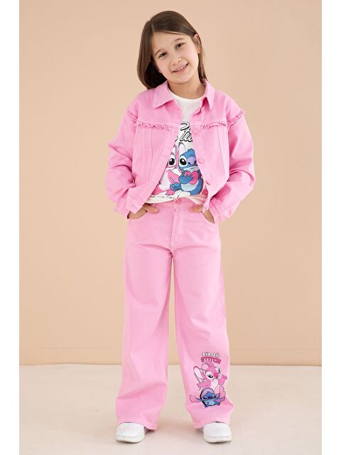 Cansın Mini Pembe Sevimli Karakter Baskılı Ceketli ve Pantolonlu 3lü Kız Çocuk Takım 23585 - S000513666-20024