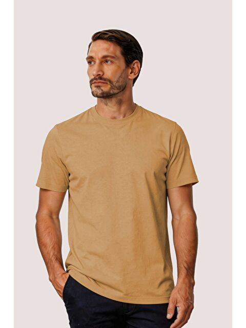 igs Bej %100 Pamuk Erkek Tişört – Bisiklet Yaka